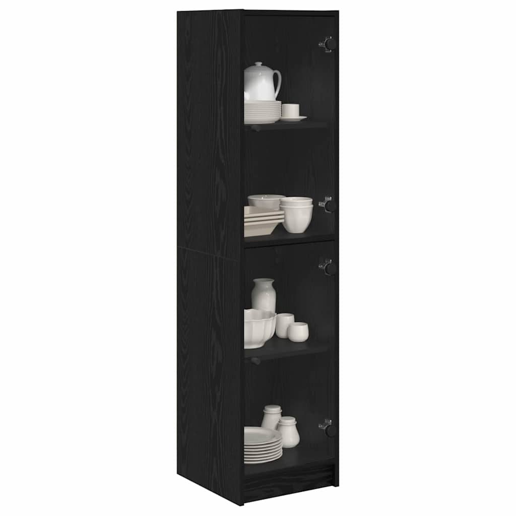 Highboard Schwarz Eichen-Optik 35 x 37 x 142 cm Holzwerkstoff