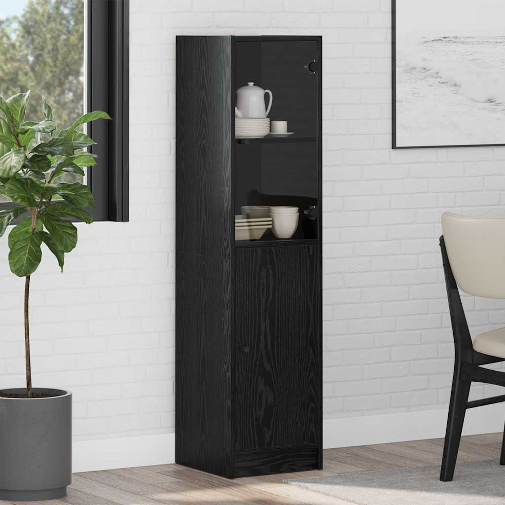 Highboard Schwarz Eichen-Optik 35 x 37 x 142 cm Holzwerkstoff
