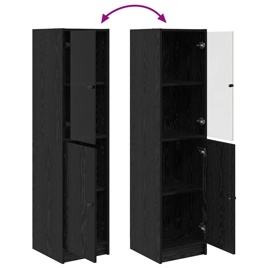 Highboard Schwarz Eichen-Optik 35 x 37 x 142 cm Holzwerkstoff