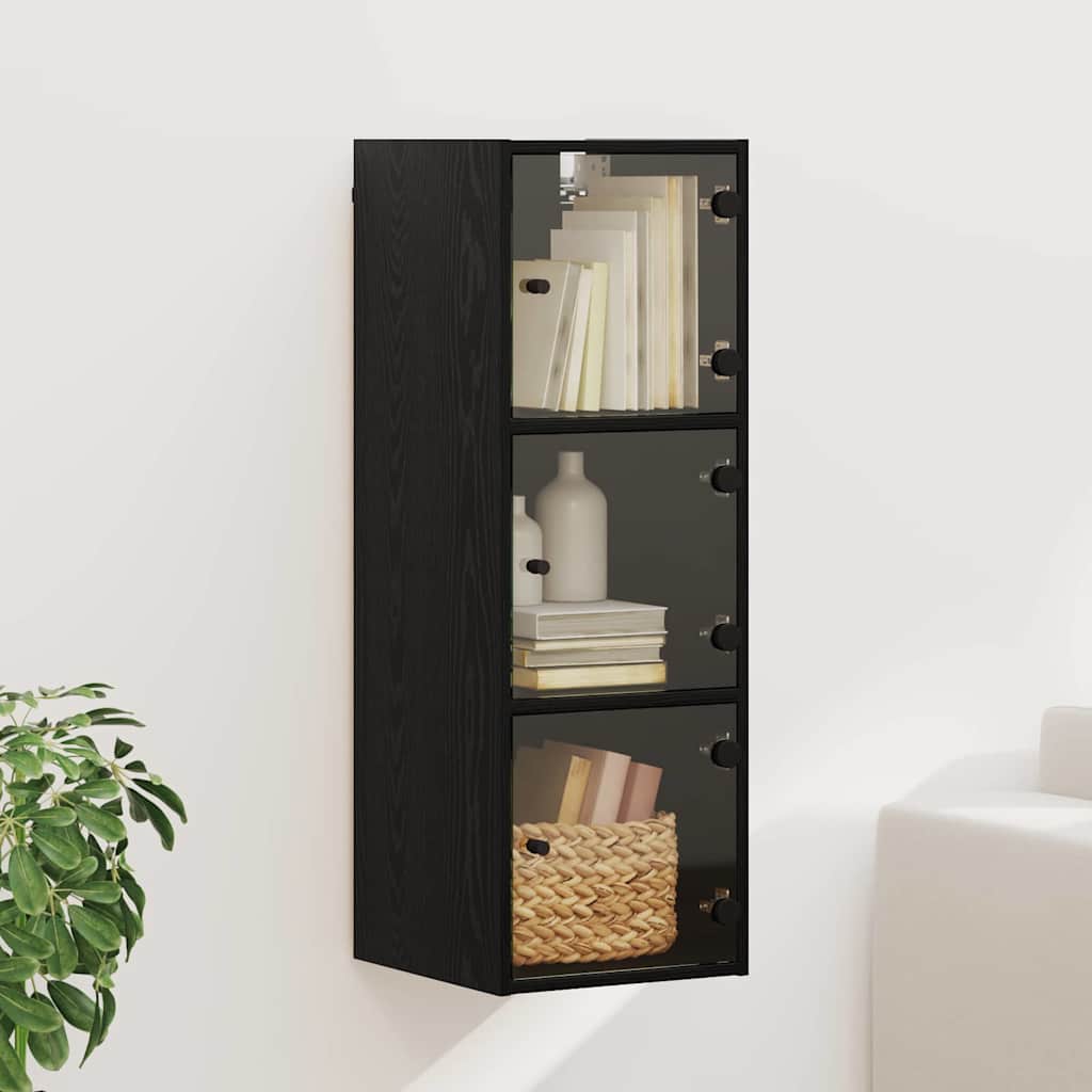 Wandschrank Schwarz Eichen-Optik 35 x 37 x 102 cm Holzwerkstoff