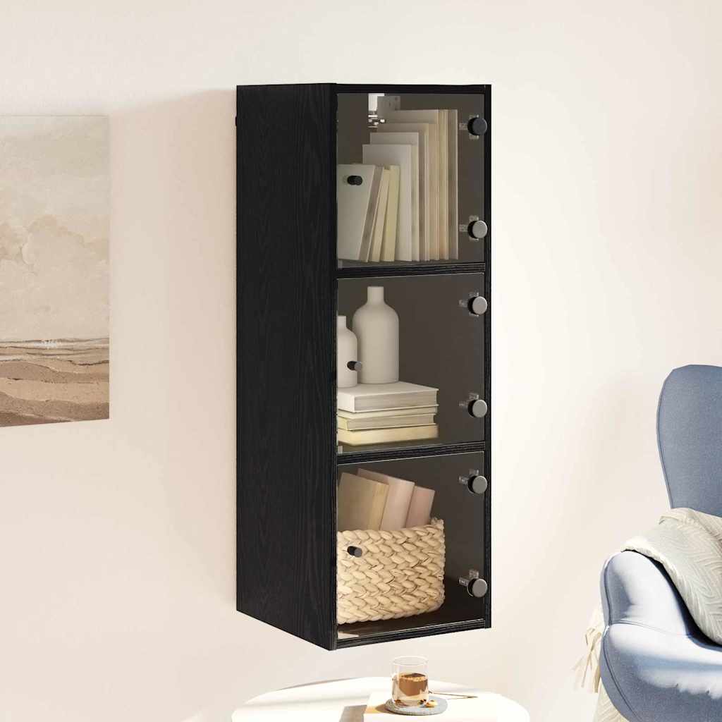 Wandschrank Schwarz Eichen-Optik 35 x 37 x 102 cm Holzwerkstoff