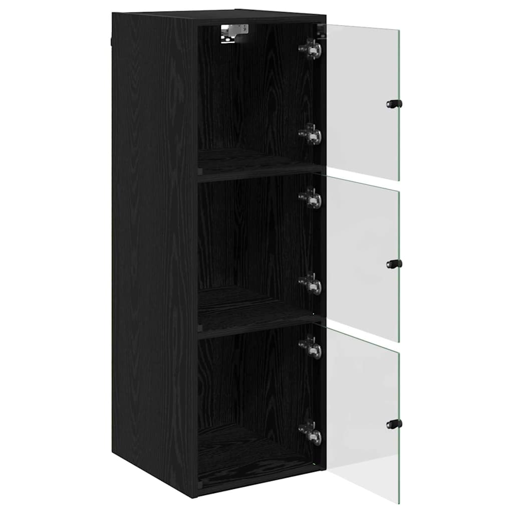 Wandschrank Schwarz Eichen-Optik 35 x 37 x 102 cm Holzwerkstoff