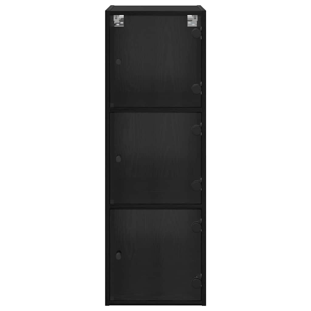 Wandschrank Schwarz Eichen-Optik 35 x 37 x 102 cm Holzwerkstoff