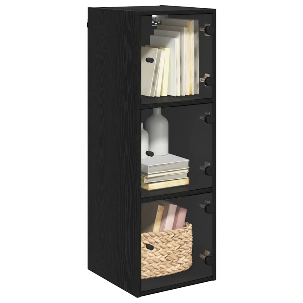 Wandschrank Schwarz Eichen-Optik 35 x 37 x 102 cm Holzwerkstoff
