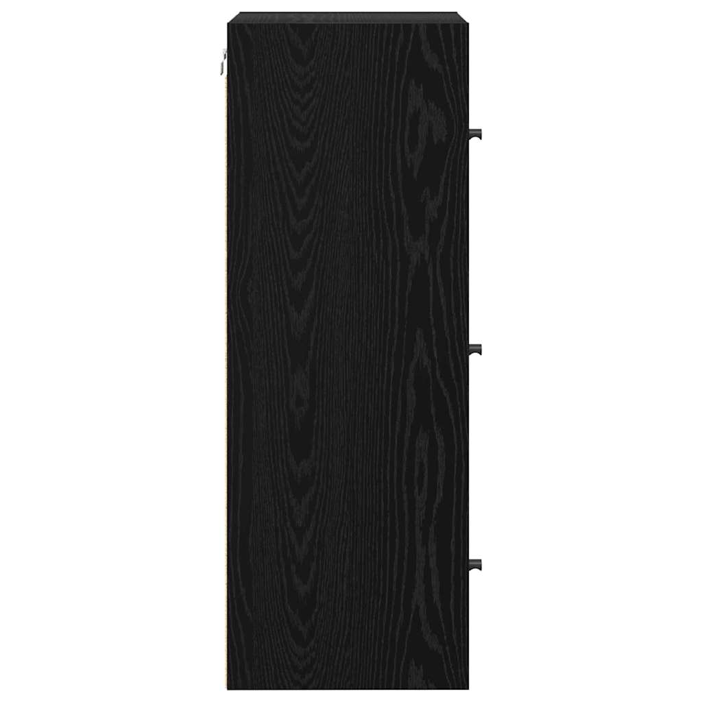 Wandschrank Schwarz Eichen-Optik 35 x 37 x 102 cm Holzwerkstoff