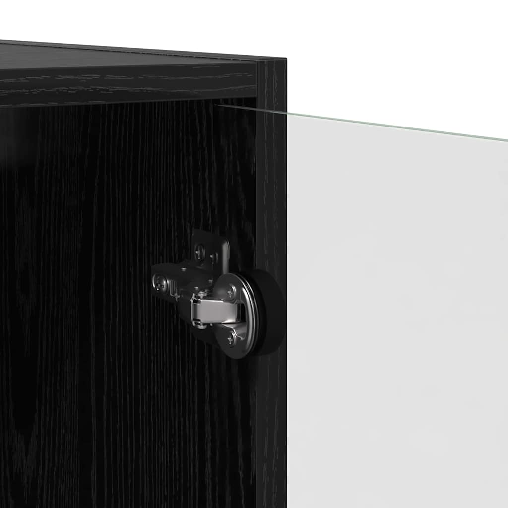 Wandschrank Wandmontiert Schwarz Eichen-Optik 68 x 37 x 68,5 cm