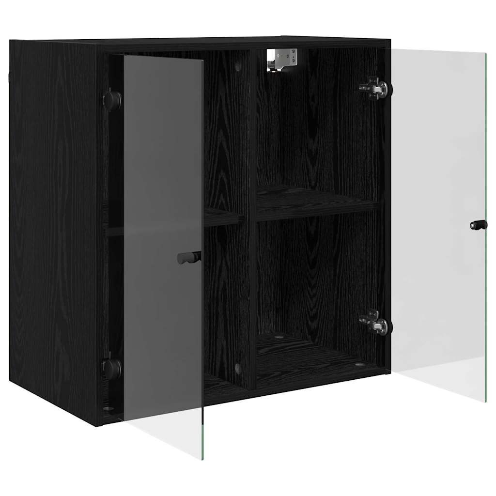 Wandschrank Wandmontiert Schwarz Eichen-Optik 68 x 37 x 68,5 cm