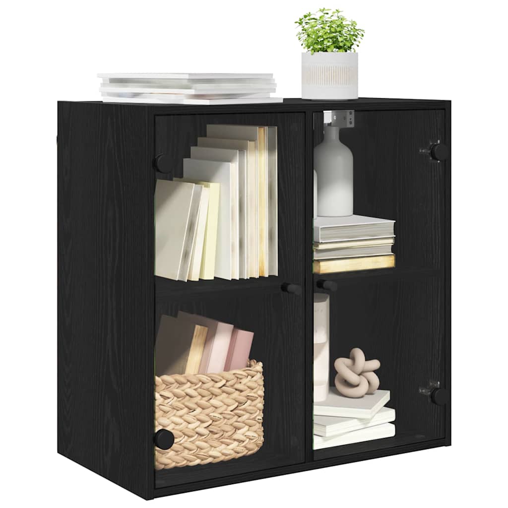 Wandschrank Wandmontiert Schwarz Eichen-Optik 68 x 37 x 68,5 cm