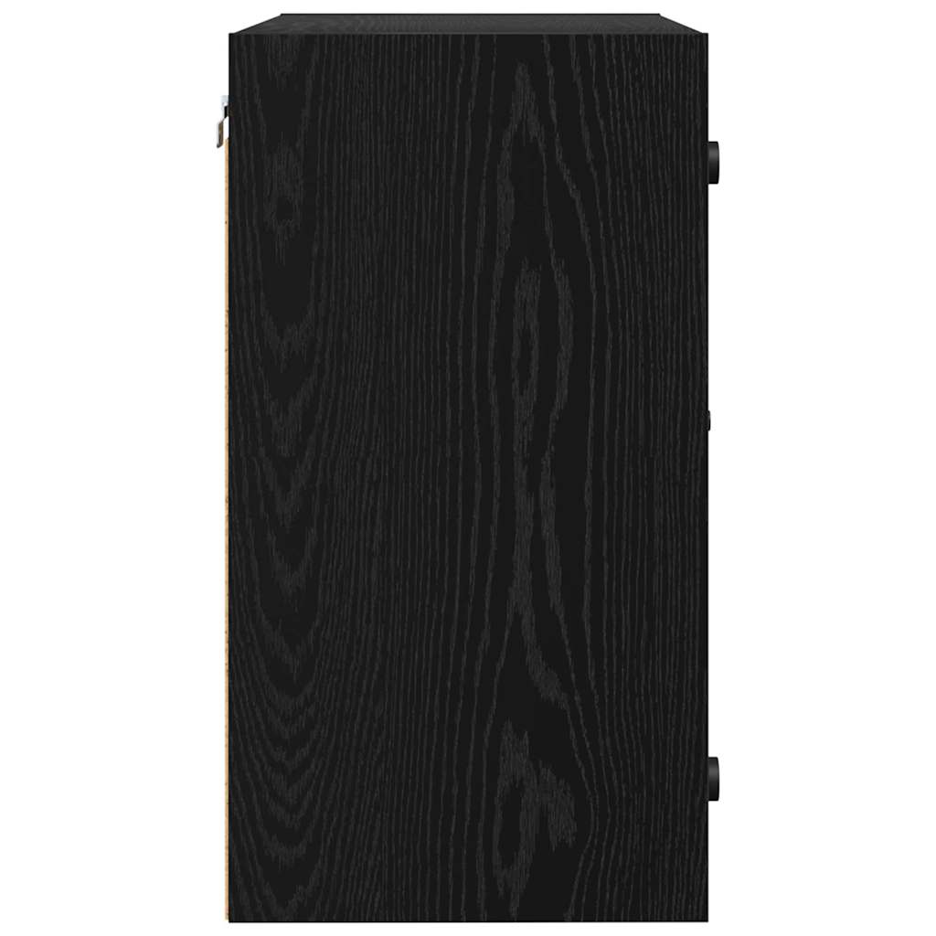 Wandschrank Wandmontiert Schwarz Eichen-Optik 68 x 37 x 68,5 cm