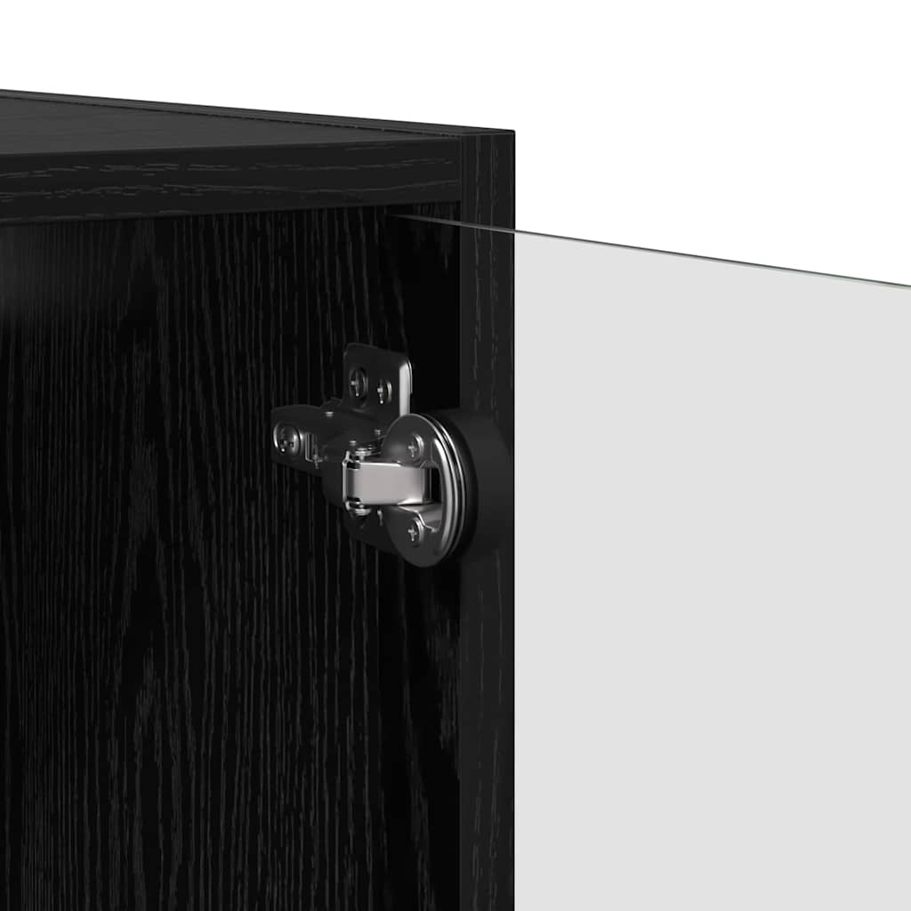 Wandschrank Schwarz Eichen-Optik 68 x 37 x 35 cm Holzwerkstoff