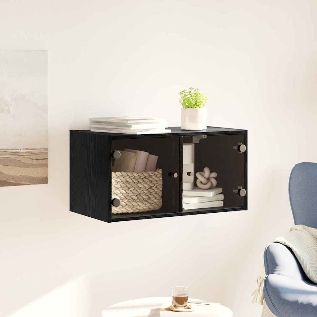 Wandschrank Schwarz Eichen-Optik 68 x 37 x 35 cm Holzwerkstoff