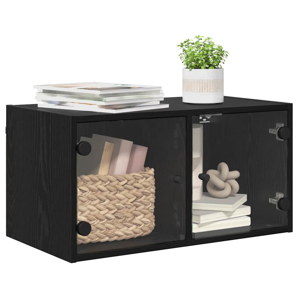 Wandschrank Schwarz Eichen-Optik 68 x 37 x 35 cm Holzwerkstoff