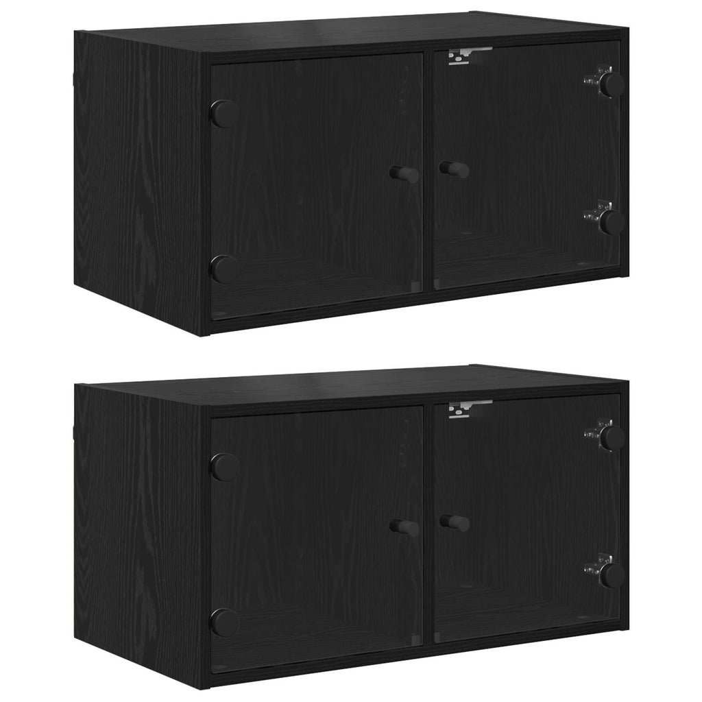 Wandschränke 2 pcs Schwarz Eichen-Optik 68 x 37 x 35 cm
