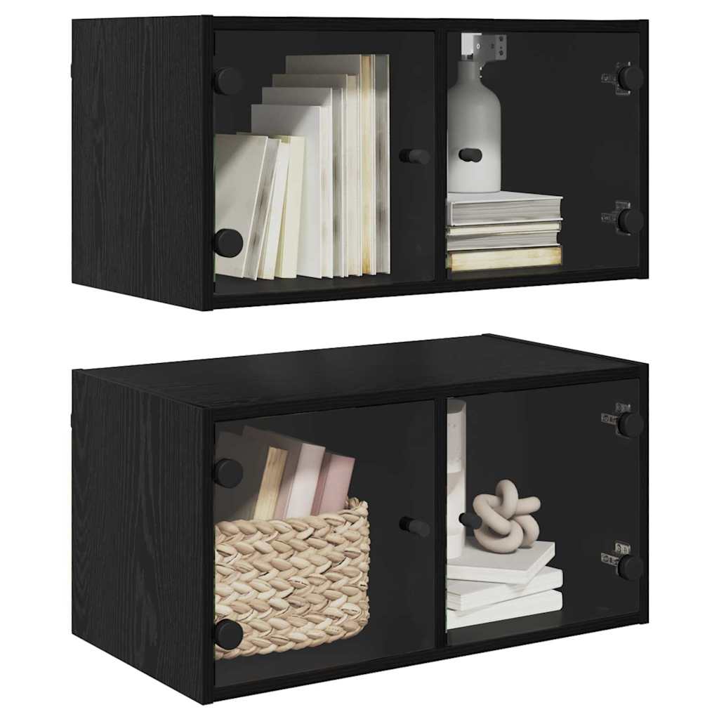 Wandschränke 2 pcs Schwarz Eichen-Optik 68 x 37 x 35 cm