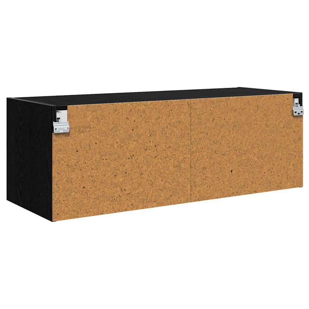 Wandschrank Schwarz Eichen-Optik 102 x 37 x 35 cm Holzwerkstoff