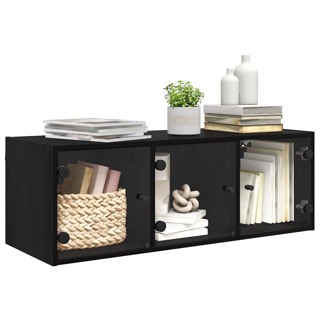 Wandschrank Schwarz Eichen-Optik 102 x 37 x 35 cm Holzwerkstoff