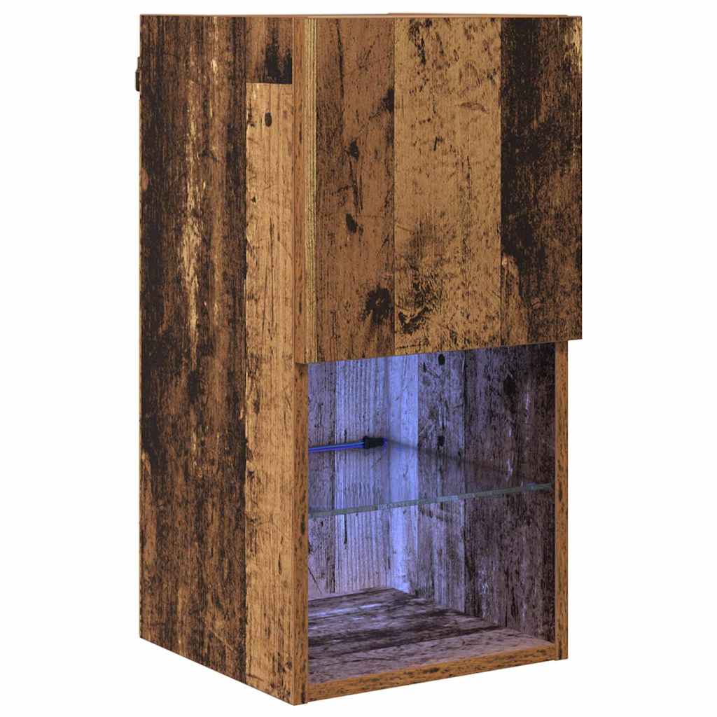 Wandmontierter TV-Schrank mit LED Altholz 30,5 x 30 x 60 cm
