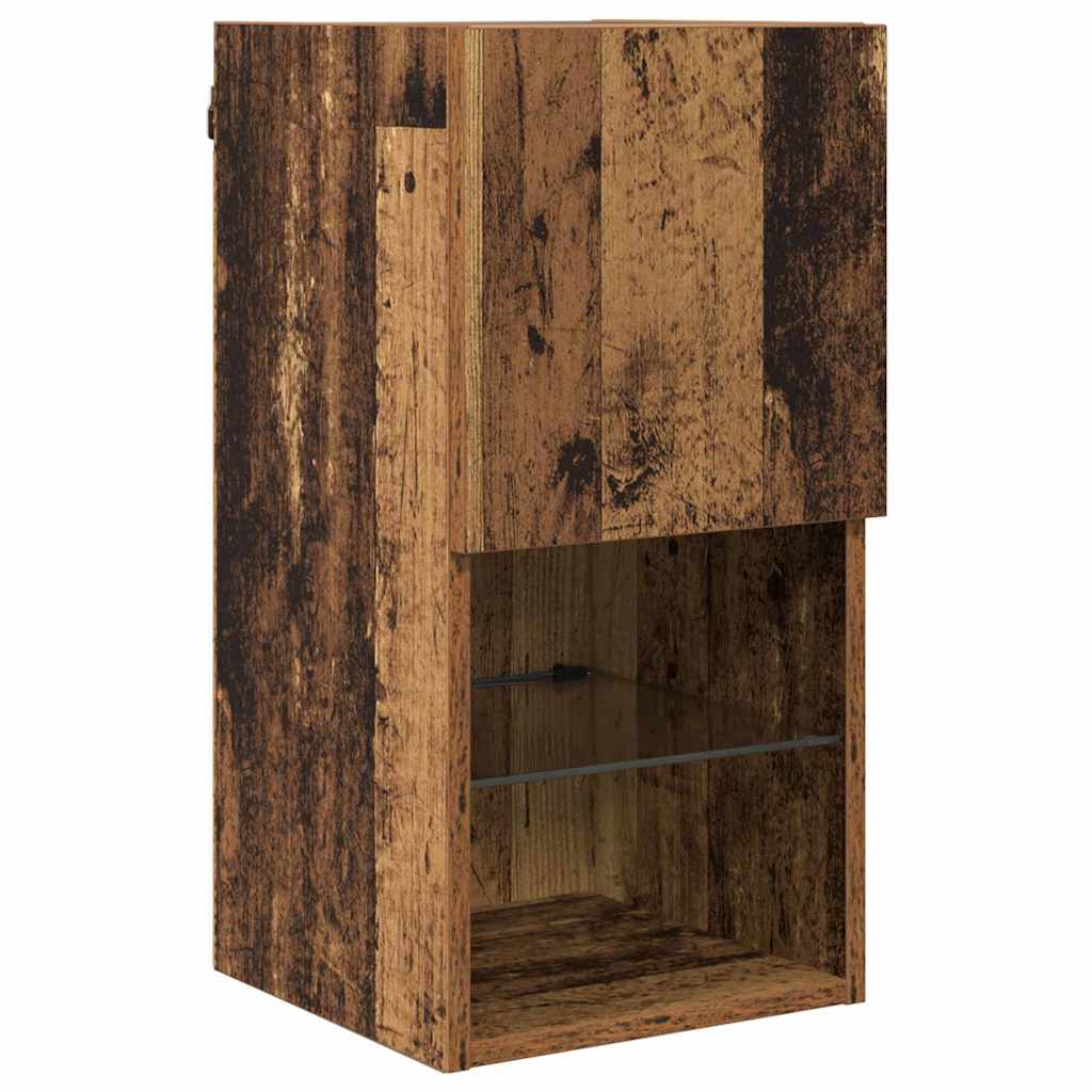 Wandmontierter TV-Schrank mit LED Altholz 30,5 x 30 x 60 cm