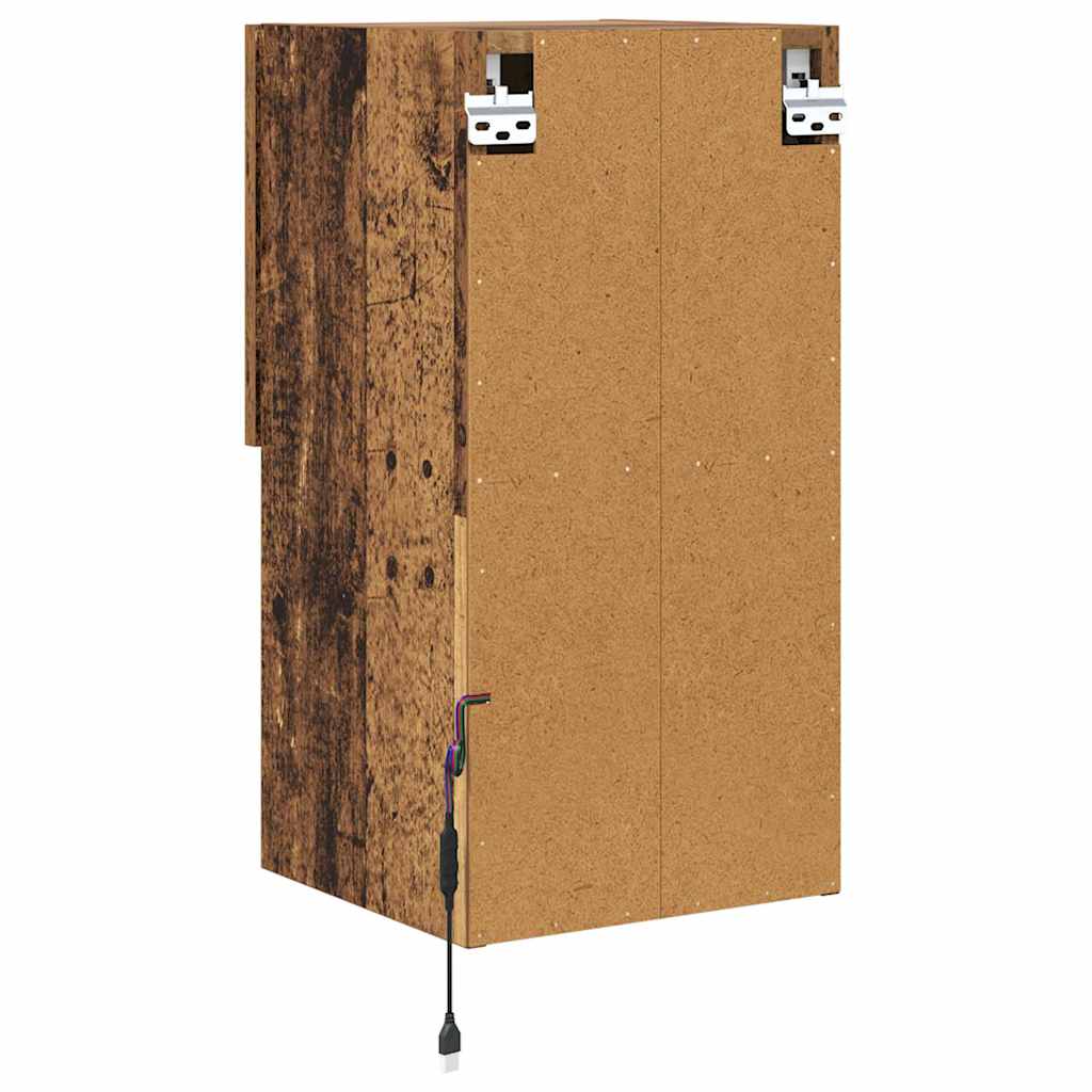 Wandmontierter TV-Schrank mit LED Altholz 30,5 x 30 x 60 cm