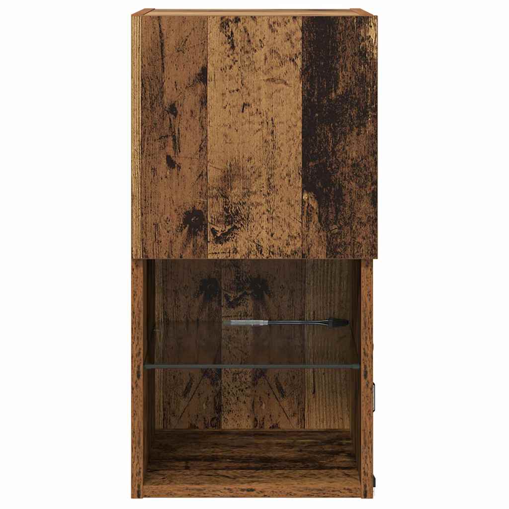 Wandmontierter TV-Schrank mit LED Altholz 30,5 x 30 x 60 cm