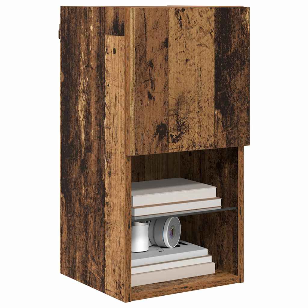 Wandmontierter TV-Schrank mit LED Altholz 30,5 x 30 x 60 cm