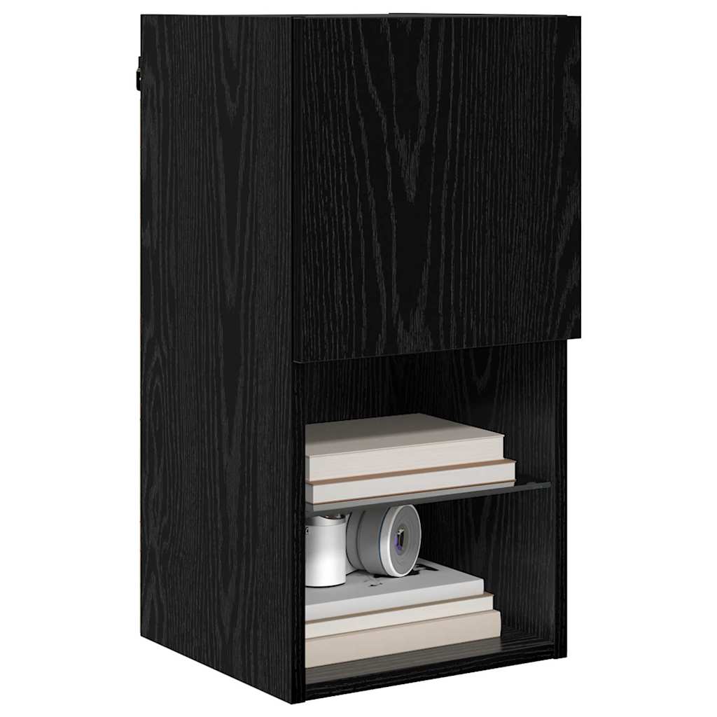 Wandmontierte TV-Schränke mit LED 2 pcs Schwarz Eichen-Optik