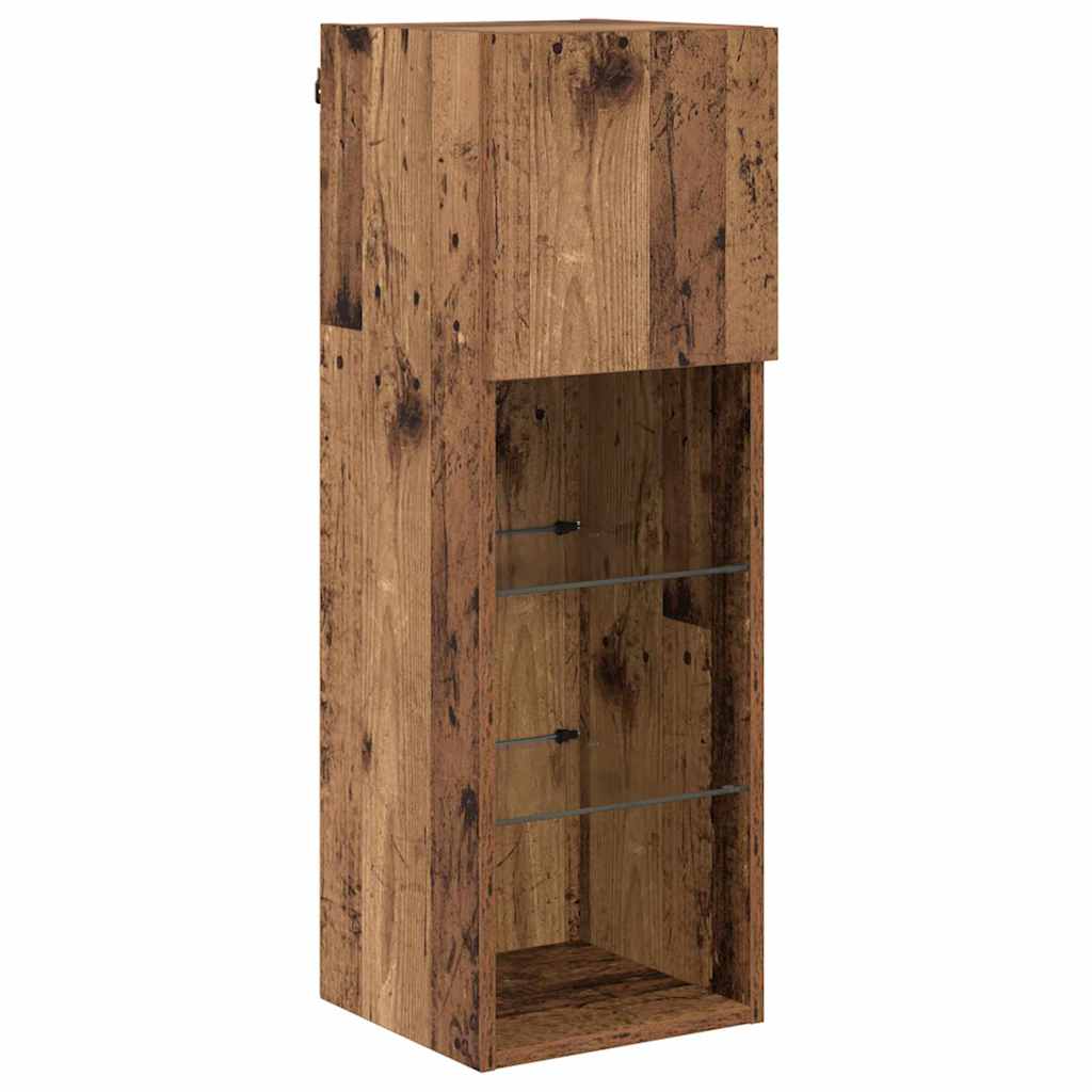Wandmontierter TV-Schrank mit LED Altholz 30,5 x 30 x 90 cm
