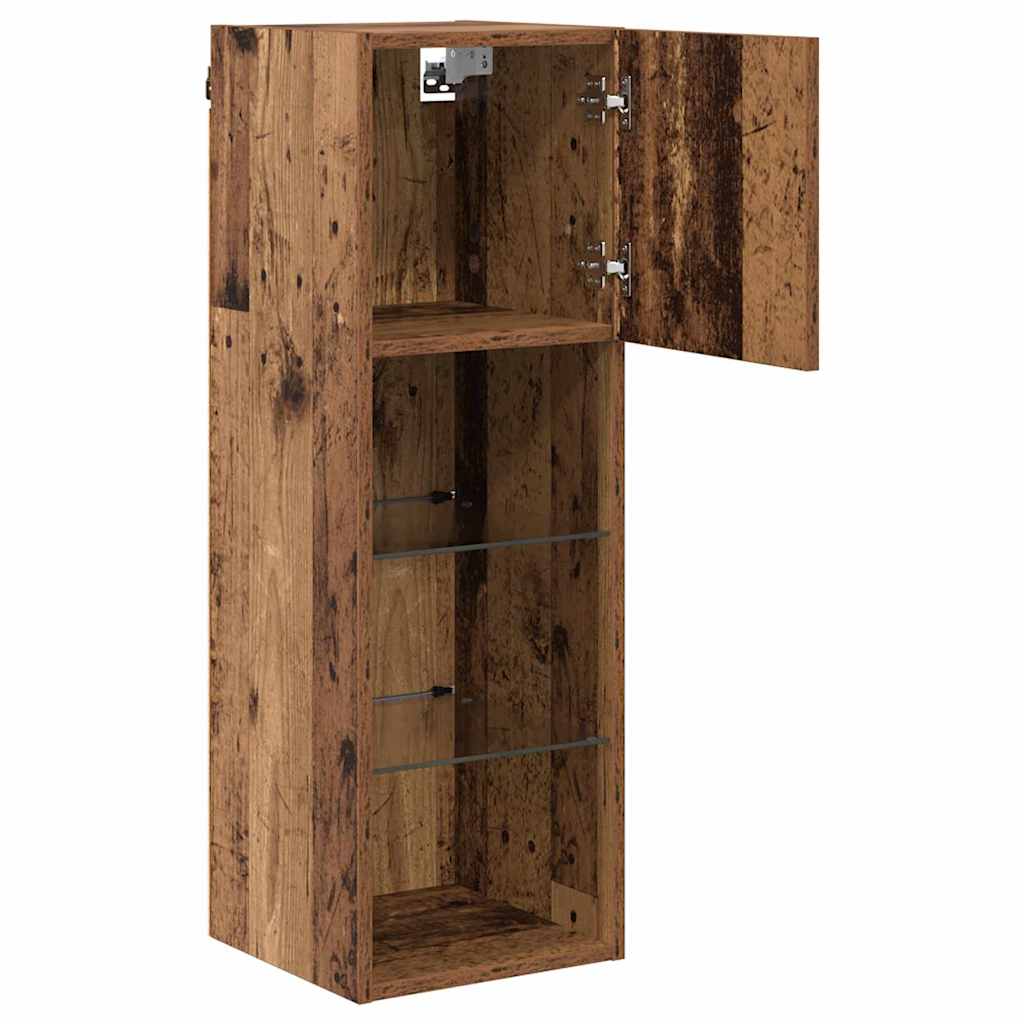 Wandmontierter TV-Schrank mit LED Altholz 30,5 x 30 x 90 cm