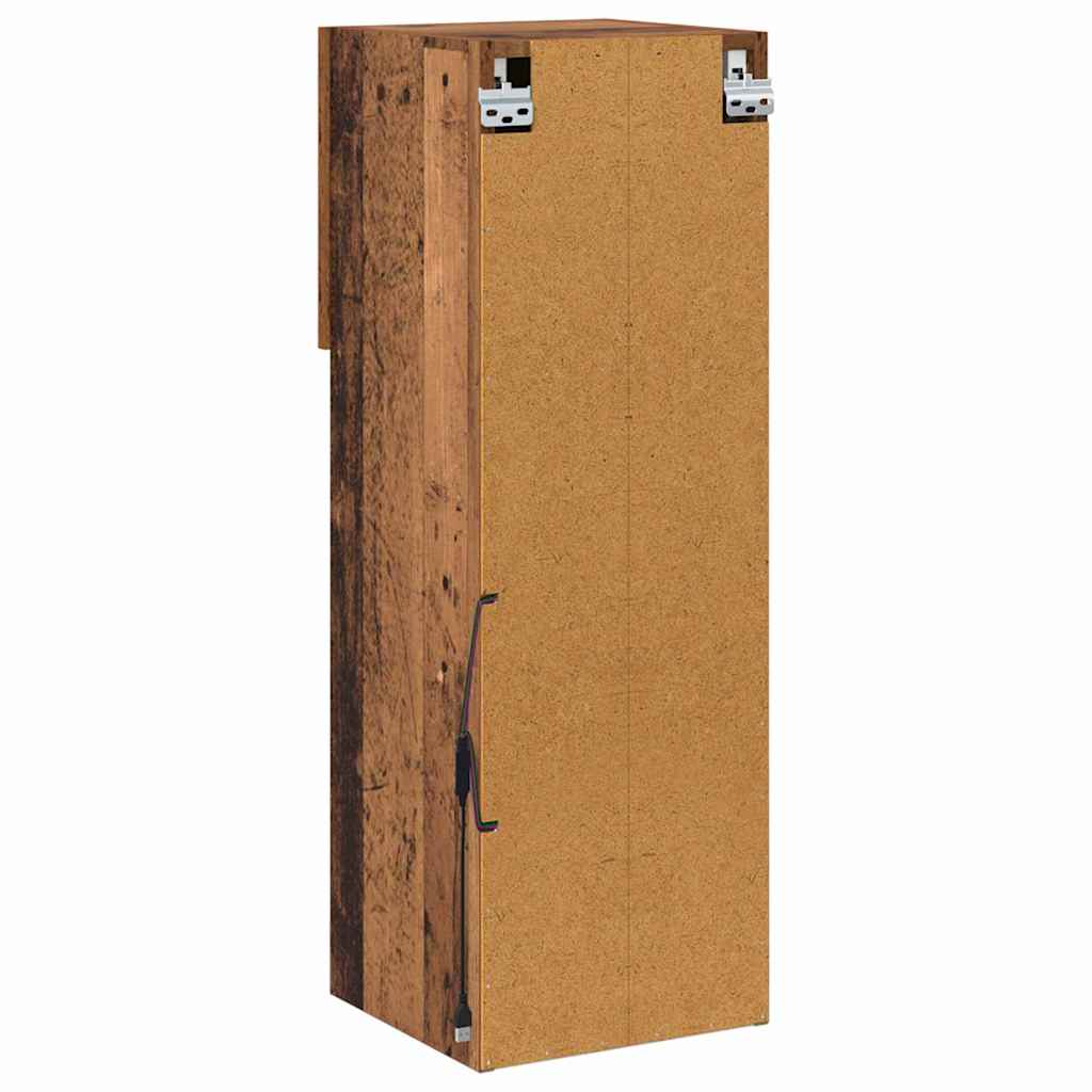 Wandmontierter TV-Schrank mit LED Altholz 30,5 x 30 x 90 cm