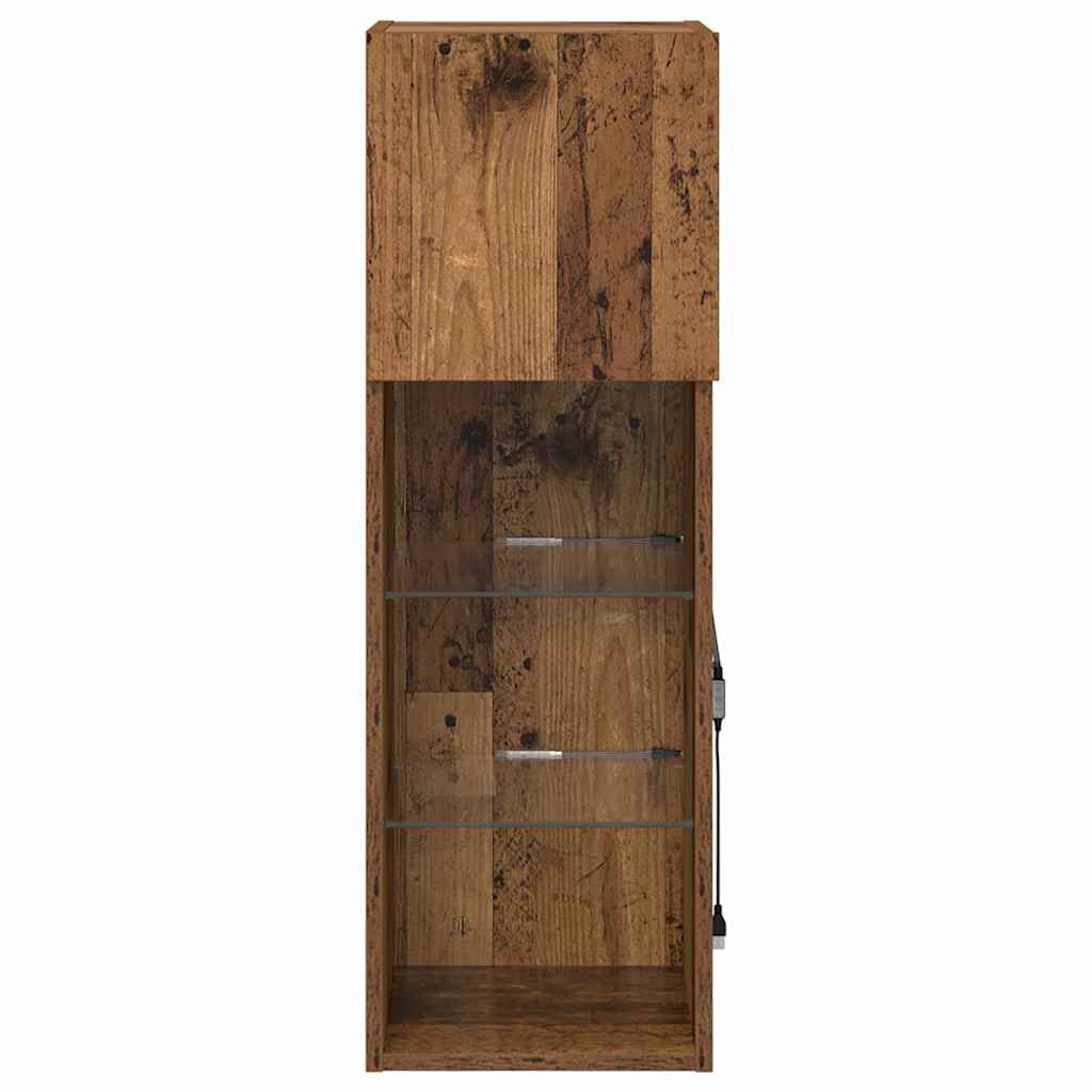 Wandmontierter TV-Schrank mit LED Altholz 30,5 x 30 x 90 cm