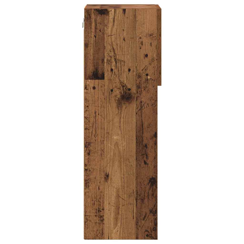 Wandmontierter TV-Schrank mit LED Altholz 30,5 x 30 x 90 cm