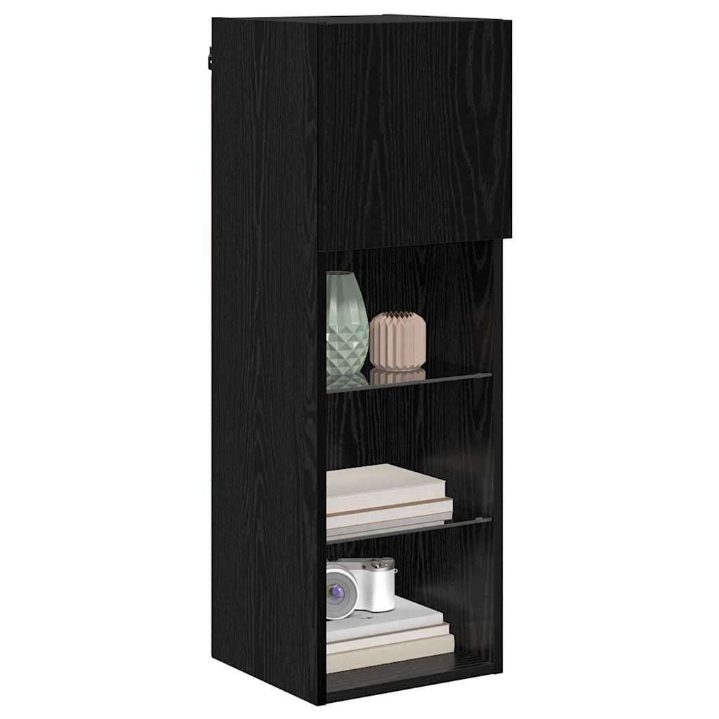 Wandmontierte TV-Schränke mit LED 2 pcs Schwarz Eichen-Optik