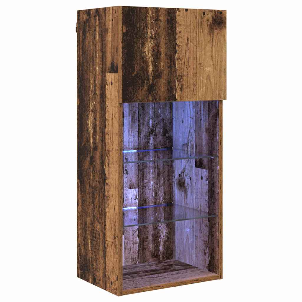Wandmontierter TV-Schrank mit LED Altholz 40,5 x 30 x 90 cm