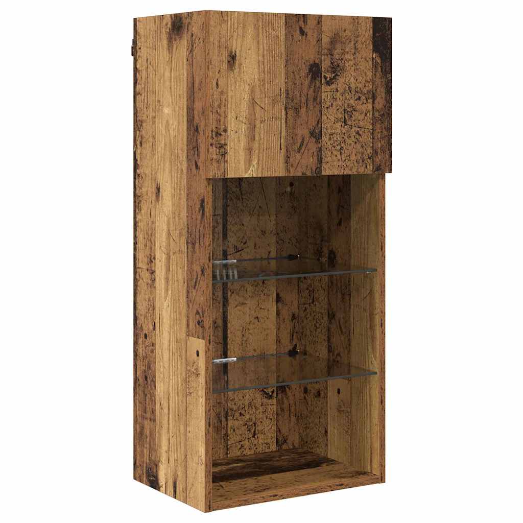Wandmontierter TV-Schrank mit LED Altholz 40,5 x 30 x 90 cm