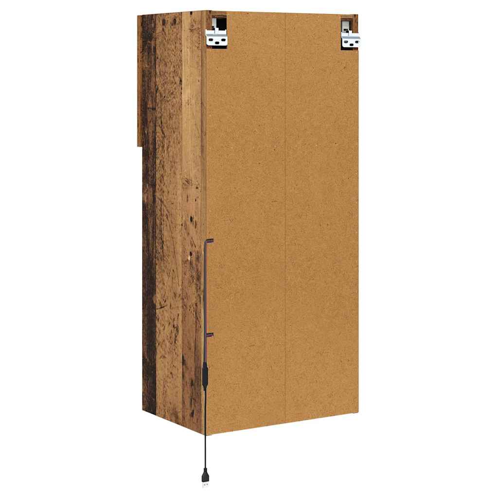 Wandmontierter TV-Schrank mit LED Altholz 40,5 x 30 x 90 cm