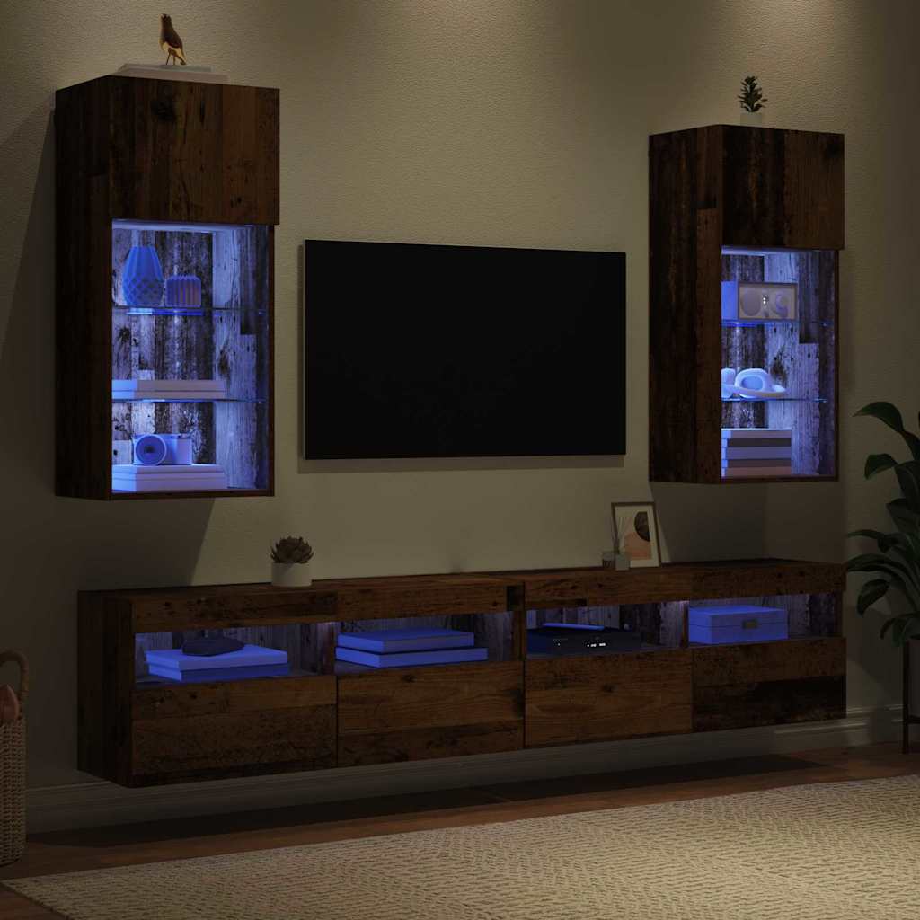 Wandmontierte TV-Schränke 2 pcs Altholz 40,5 x 30 x 90 cm