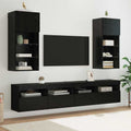 Wandmontierte TV-Schränke mit LED 2 pcs Schwarz Eichen-Optik