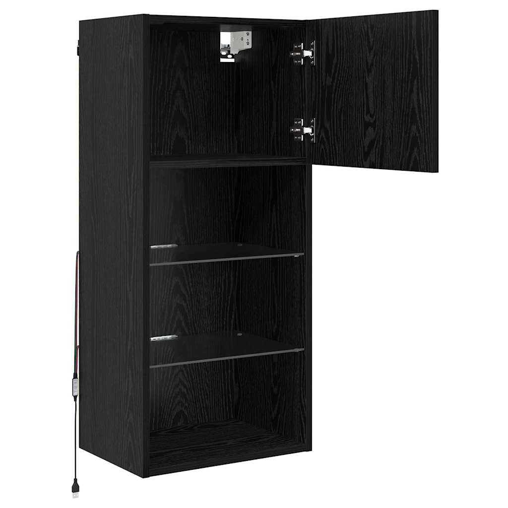Wandmontierte TV-Schränke mit LED 2 pcs Schwarz Eichen-Optik