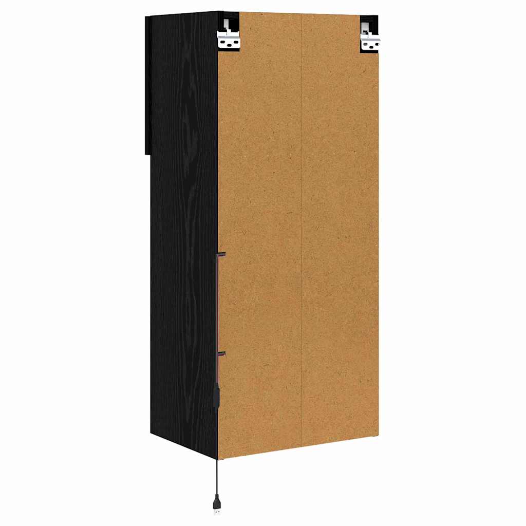 Wandmontierte TV-Schränke mit LED 2 pcs Schwarz Eichen-Optik