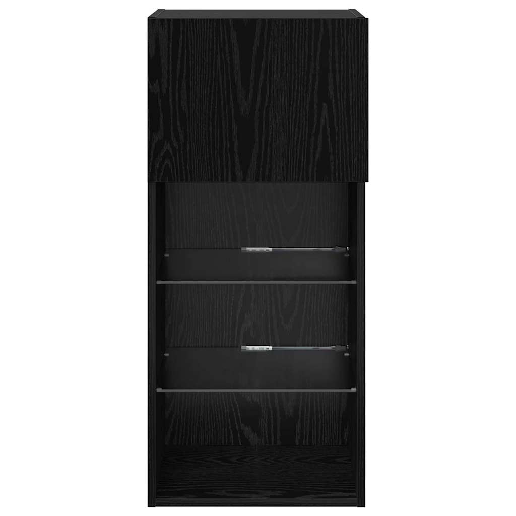 Wandmontierte TV-Schränke mit LED 2 pcs Schwarz Eichen-Optik