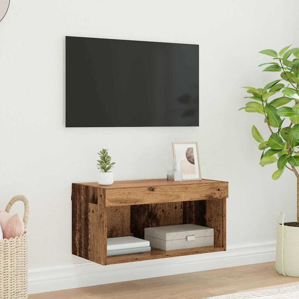 TV-Schrankset mit LED Altholz 60 x 30 x 30 cm Holzwerkstoff