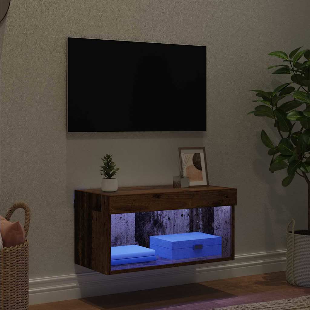 TV-Schrankset mit LED Altholz 60 x 30 x 30 cm Holzwerkstoff