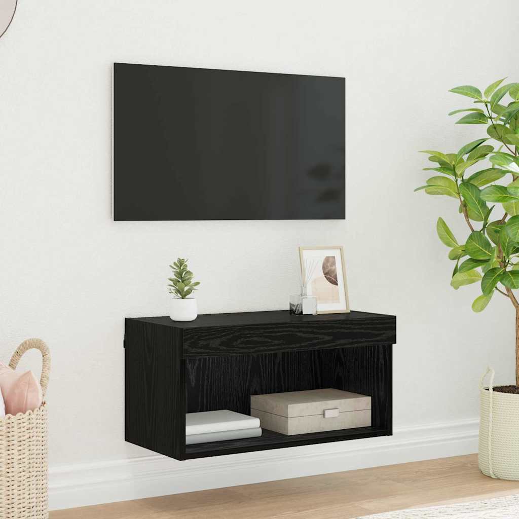 TV-Schrankset mit LED Schwarz Eichen-Optik 60 x 30 x 30 cm