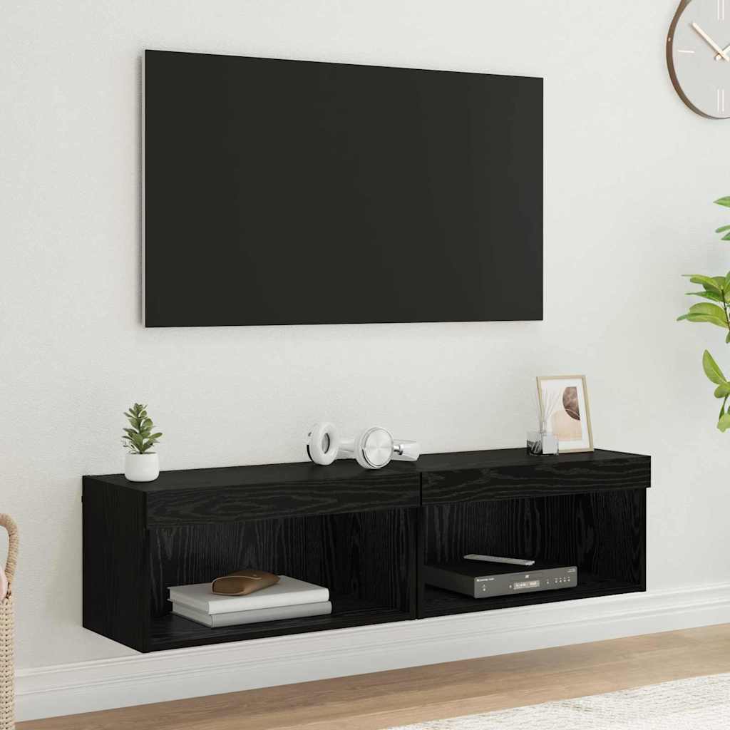 TV-Schrankset 2 pcs Schwarz Eichen-Optik 60 x 30 x 30 cm