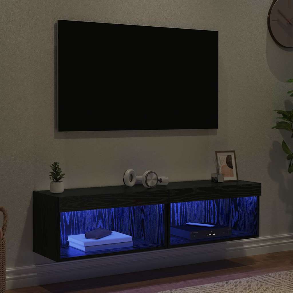 TV-Schrankset 2 pcs Schwarz Eichen-Optik 60 x 30 x 30 cm
