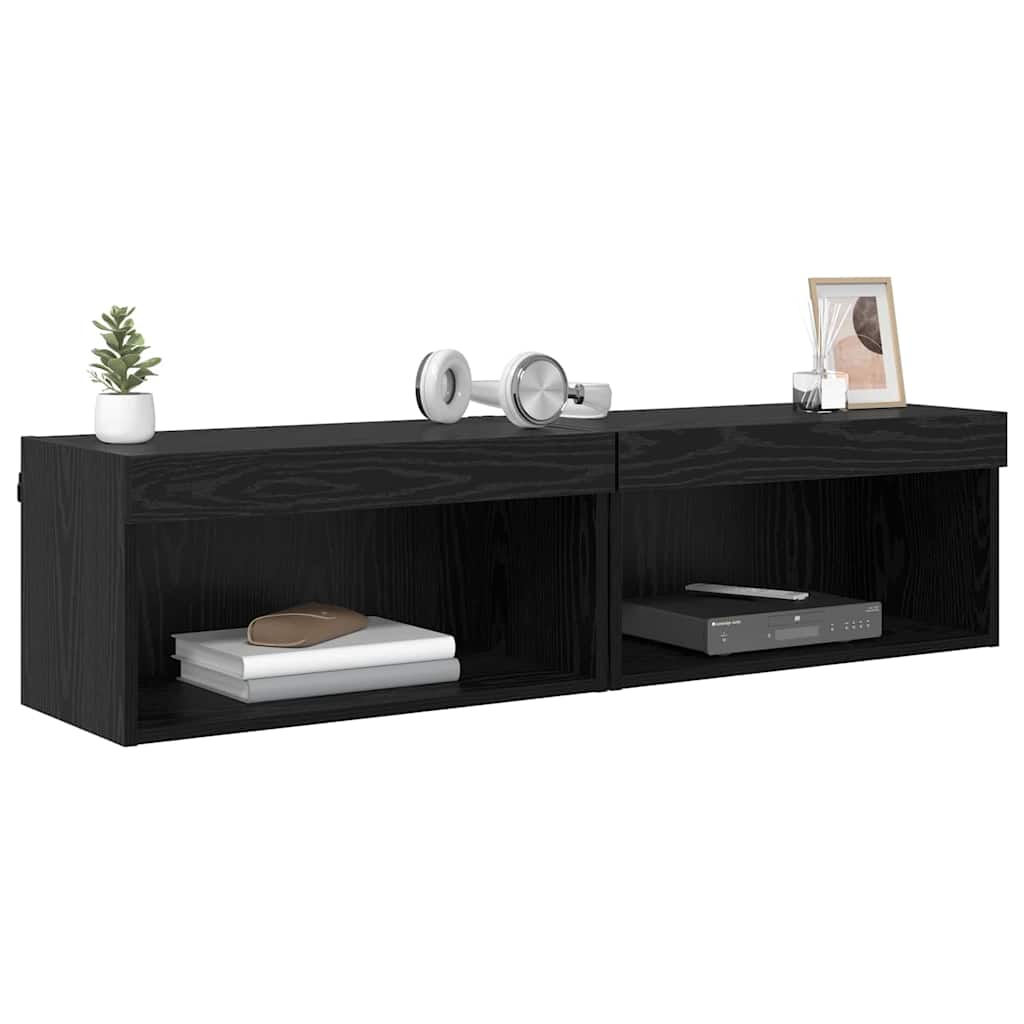 TV-Schrankset 2 pcs Schwarz Eichen-Optik 60 x 30 x 30 cm