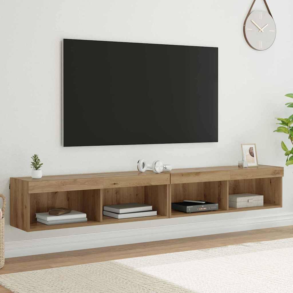 TV-Schrankset mit LED 2 pcs Artisan-Eiche 100 x 30 x 30 cm