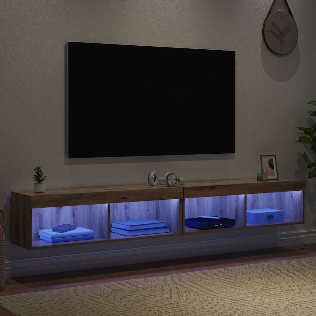 TV-Schrankset mit LED 2 pcs Artisan-Eiche 100 x 30 x 30 cm