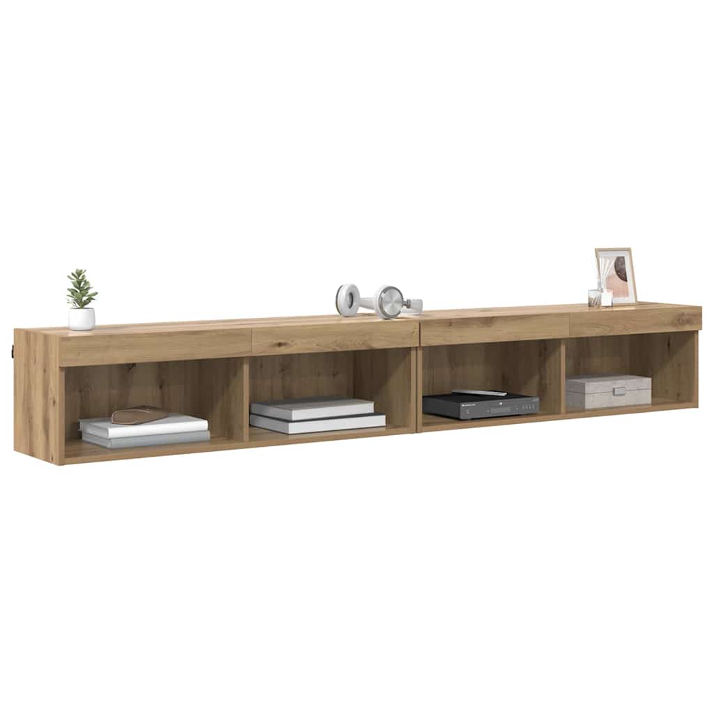 TV-Schrankset mit LED 2 pcs Artisan-Eiche 100 x 30 x 30 cm