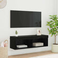 TV-Wandschrank mit LED Schwarz Eichen-Optik 100 x 30 x 30 cm